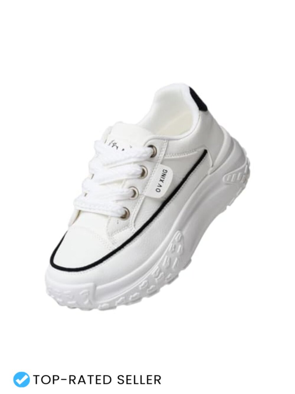 Chunky Platform Sneakers Lace Up Faux Leather Non Slip Running Tennis Women